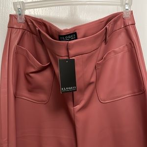 NWT Eloquii Rose Colored Faux Leather Pants Size 16